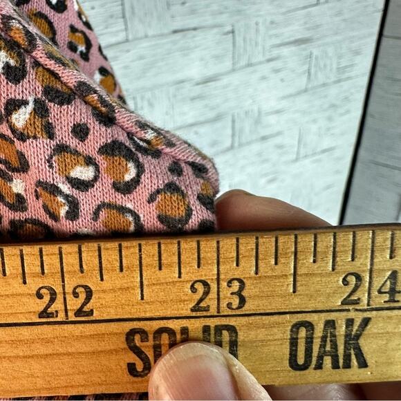 Who What Wear Pink Leopard Print Top Jersey knit animal print balloon sleeve - Picture 7 of 8